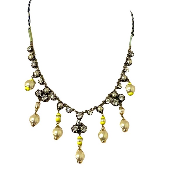 J. Crew Pearl and Rhinestone rope Adjustable necklace with small yellow beads - Picture 6 of 6